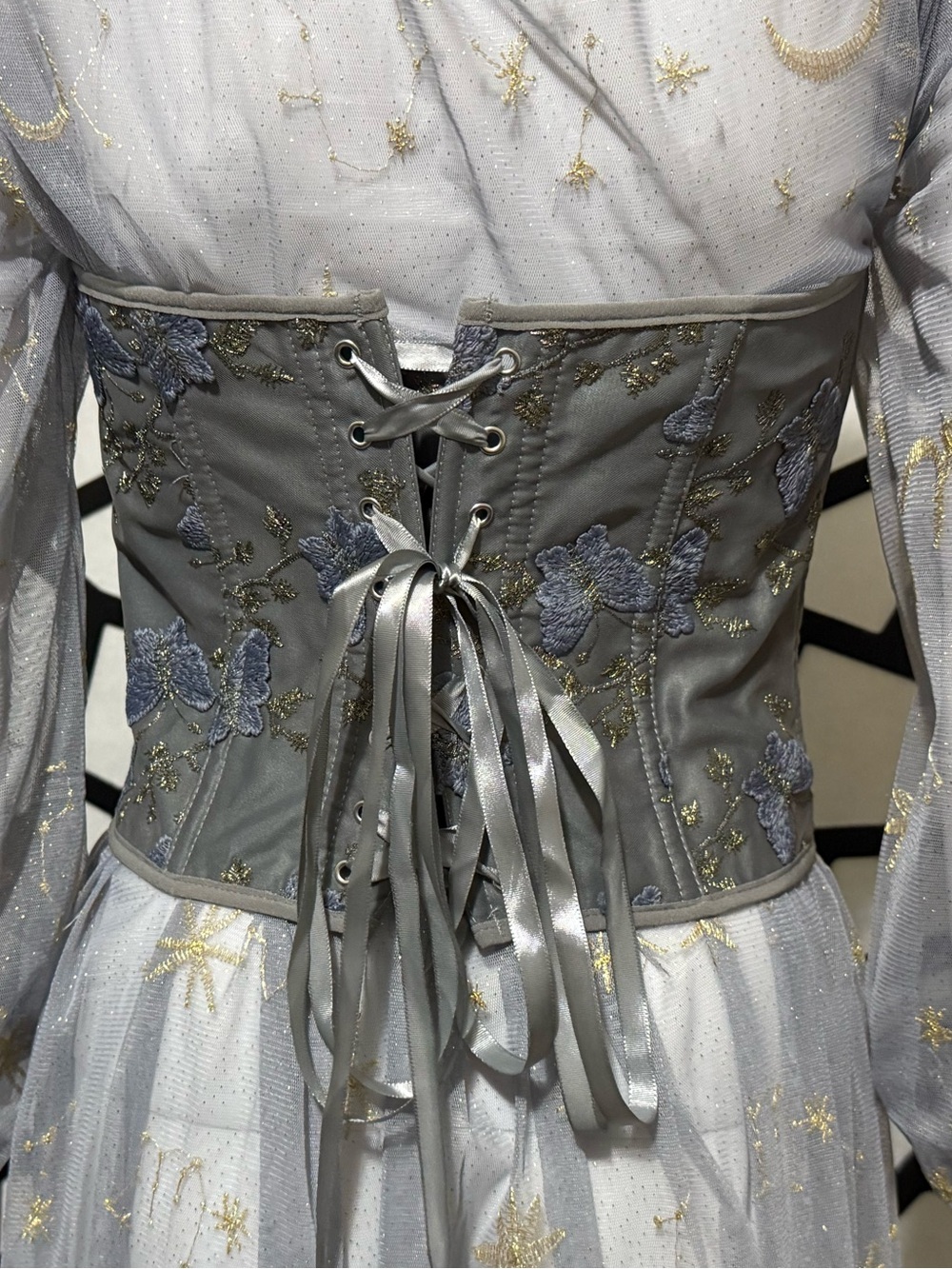Grey Butterfly Embroidered Corset Top - M - Picture 5 of 7